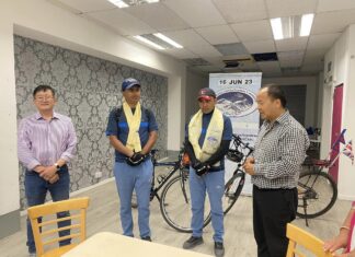 Two Nepalese cyclists on world tour arrive UK